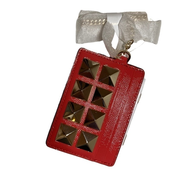 Michael Kors NWT Chain Studded ID Wallet Sangria Red - Picture 3 of 5